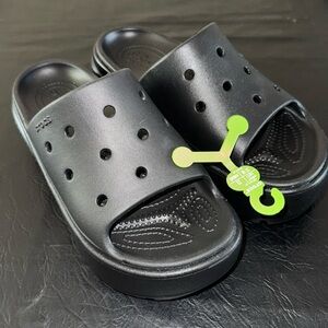 Crocs, Platform Slides, Size 7 Women’s, Black, NEW